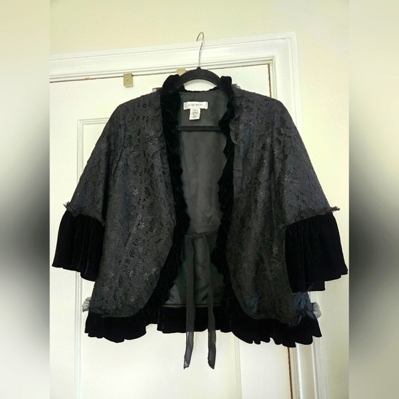 Velvet and Lace Tie Front Blazer - Picture 1 of 7